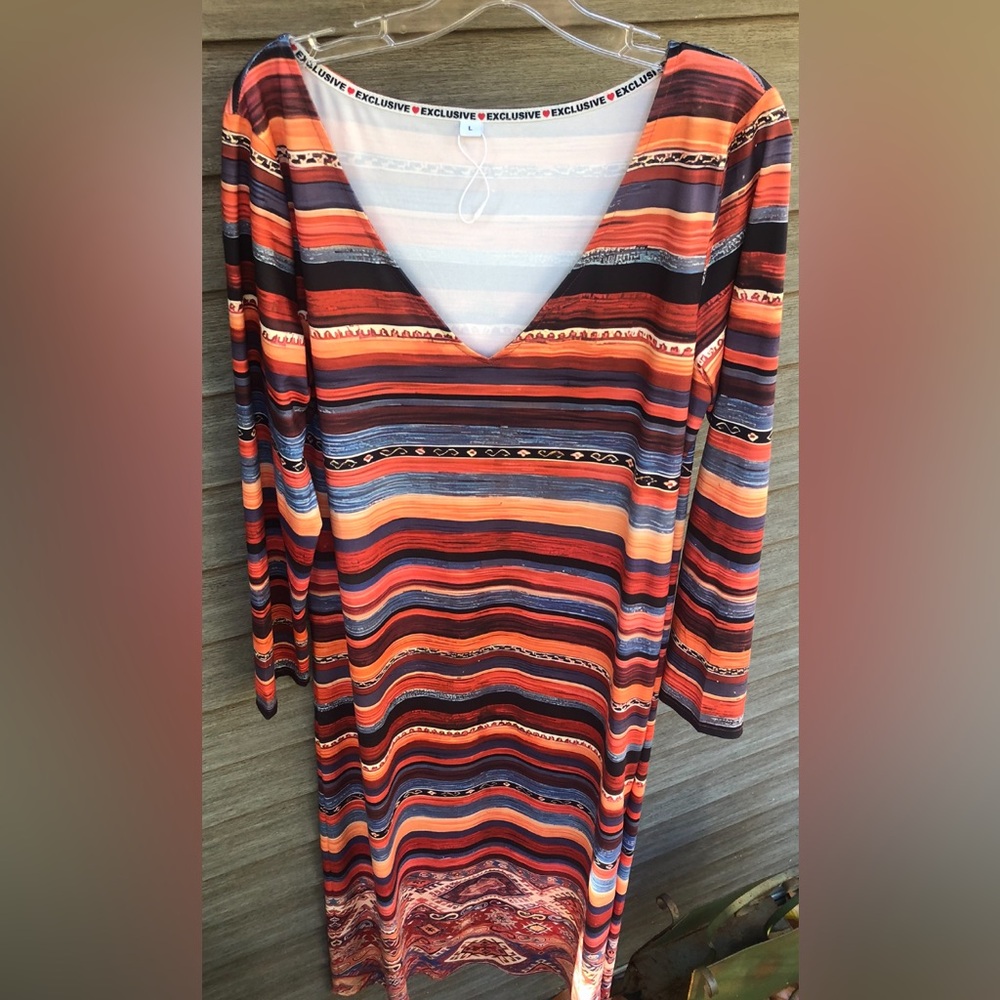 🏜️New Mexico patterned Dress, rayon full length XXL